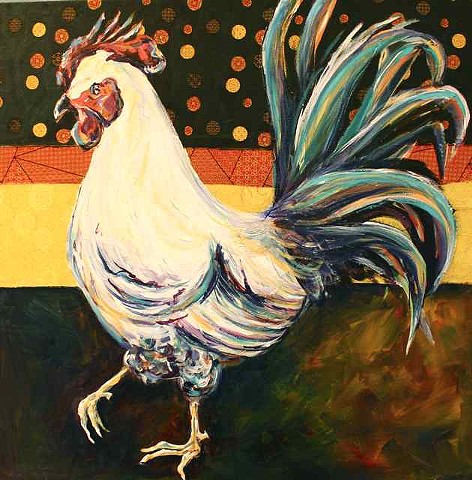 rooster, pattern fabric, chicken, feathers