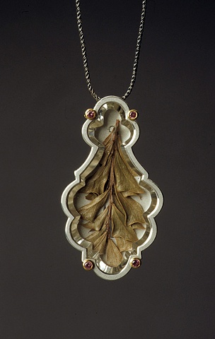 pendant- silver, gold,pink tourmaline, chandelier crystal,leaf,