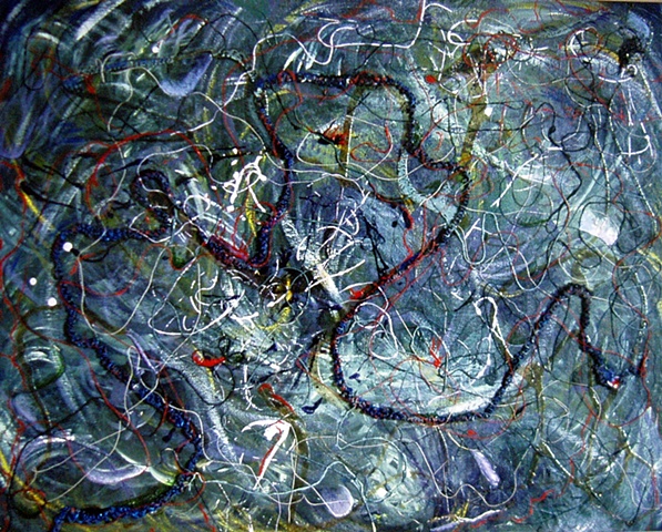 3d, abstract, acrylic, canvas board, strings, texture