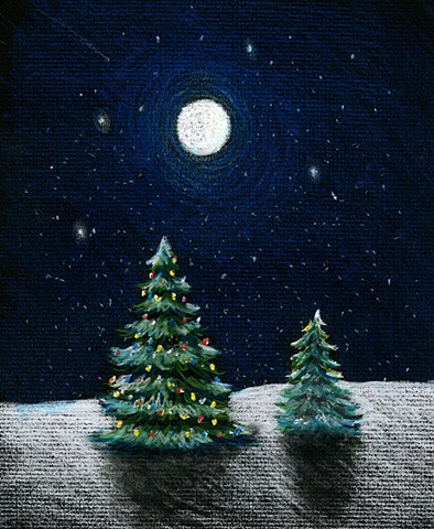 Christmas Trees in the Moonlight