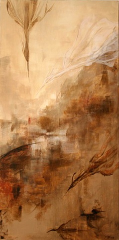 Acrylic on canvas, 48" x 24", abstract, sienna, brown