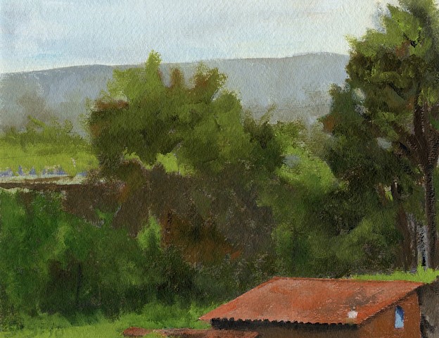 Oil on khadi paper, 8"x 10", Cusco, Peru, landscape