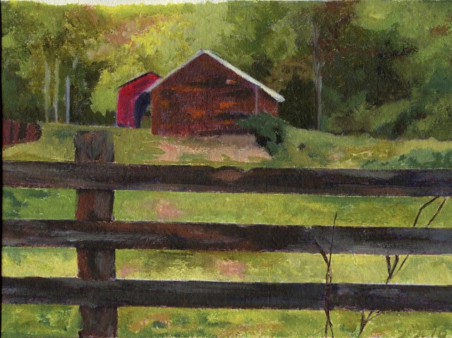 Oil on khadi paper, 7"x 10", West Virginia, landscape, farm, rural