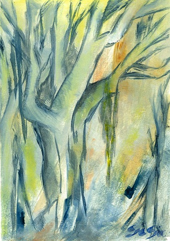 Oil on paper, 7" x 5", nature, trees