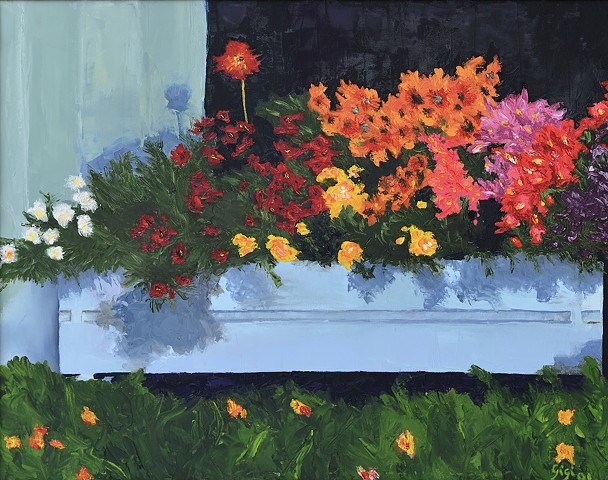 Oil on canvas, 22" x 28", still life, flowers, garden