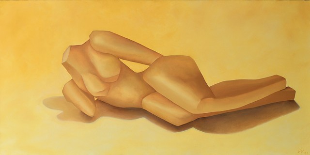 Oil on canvas, 24" x 48", abstract, naked, body confidence