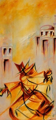 Oil on canvas, 36" x 18", abstract, Turkey, dancer