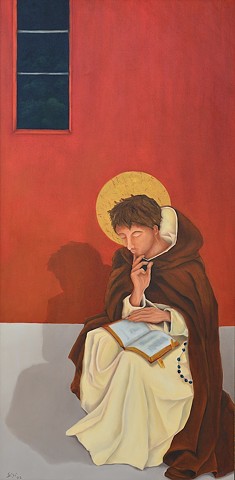 Oil on canvas, 48" x 24", portrait, Medjugorje, saint, prayer, pilgrimage