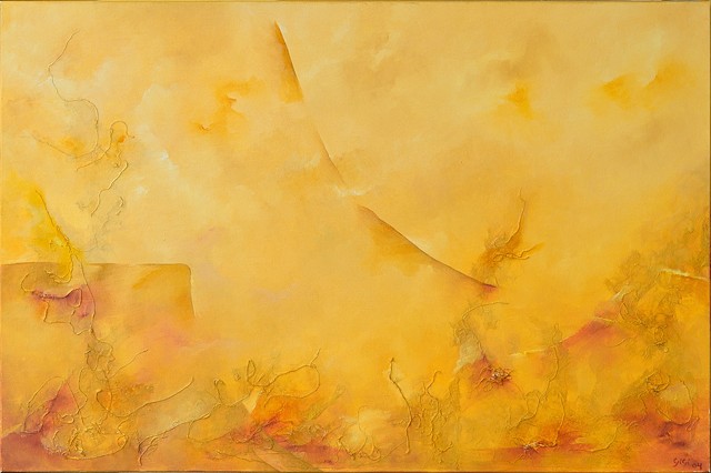 Oil on canvas, 24" x 36", ocre