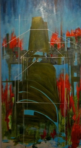 Oil on canvas, 30" x 60", abstract, Key Biscayne