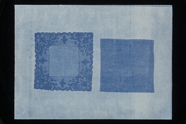 two-sided monotype in blue