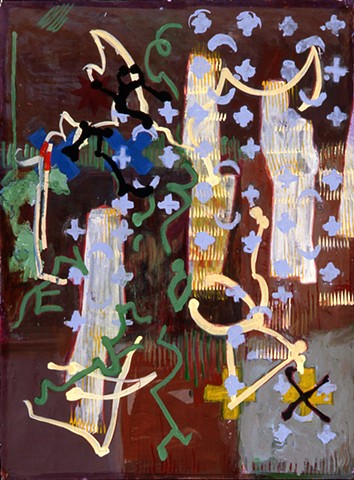 Caldor's Three, 1998, acrylic on paper, 24 x 30 inches