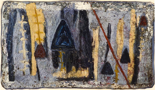 Houses for Hereafter, 1988, acrylic mounted on canvas with velcro backing, 38 x 65 inches