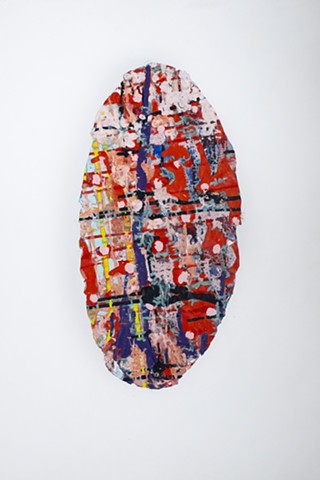 Paint Skin 1 (Oval), 2002, acrylic mounted on board, 10 x 20 inches