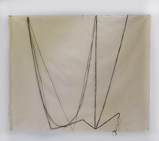 #5 Ellipse, 2020, acrylic paint, pencil and garden twine on unprimed canvas, 60 x 72 inches