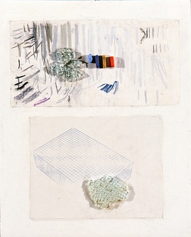 Chalks, Glass, Marks, 1991, mixed media on panel, 20 x 16 inches