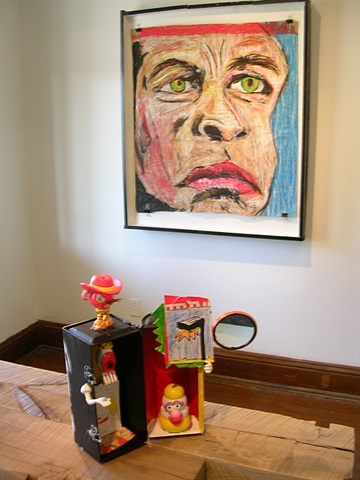 "Potatoes with Love", 2010 (foreground) and "Nobody Loves Me or Busted", 2009, (background) Michael Robert Pollard