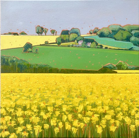 landscape painting, abstract landscape painting, contemporary landscape, farmland, 
