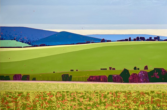 landscape painting, abstract landscape painting, contemporary landscape, farmland, mountains, Rockbridge County, Shenandoah Valley, Virginia