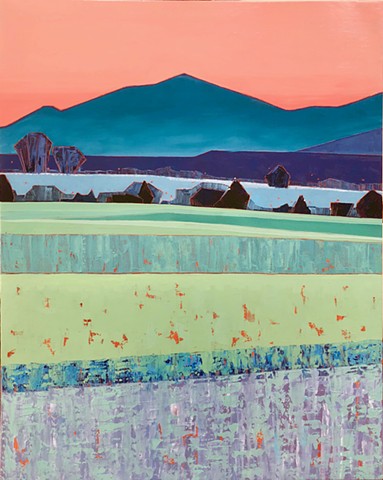landscape painting, abstract landscape painting, contemporary landscape, mountains, farmland, Shenandoah Valley, Virginia