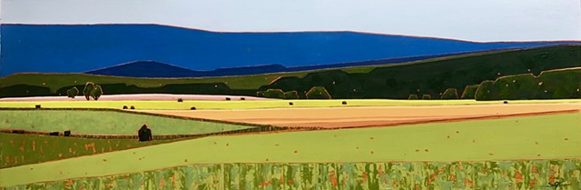 landscape painting, abstract landscape painting, contemporary landscape, mountains, farmland, Shenandoah Valley, Virginia