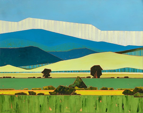 landscape painting, abstract landscape painting, contemporary landscape, mountains, farmland, Shenandoah Valley, Virginia