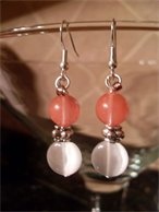 Cherry Quartz and Mother of Pearl Earrings