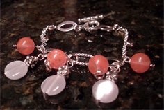 Cherry Quartz and Mother of Pearl Bracelet