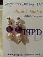 Silver Sterling posts with Baroque pearls and Amethyst