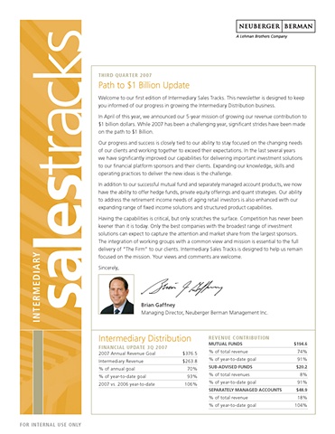 Intermediary SalesTracks – Internal Newsletter