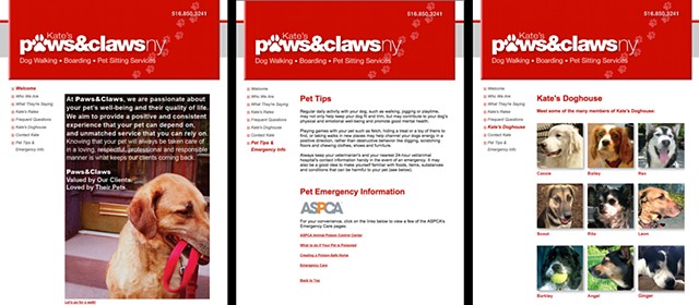 Paws&ClawsNY Pet Care Services Website Pages