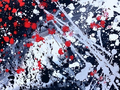 black, white, red, abstract expressionism