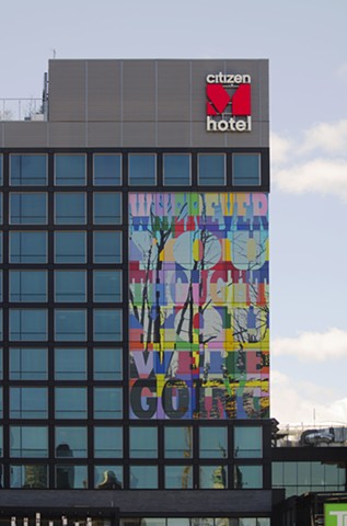 citizenM Hotel exterior facade mural installation, 2019