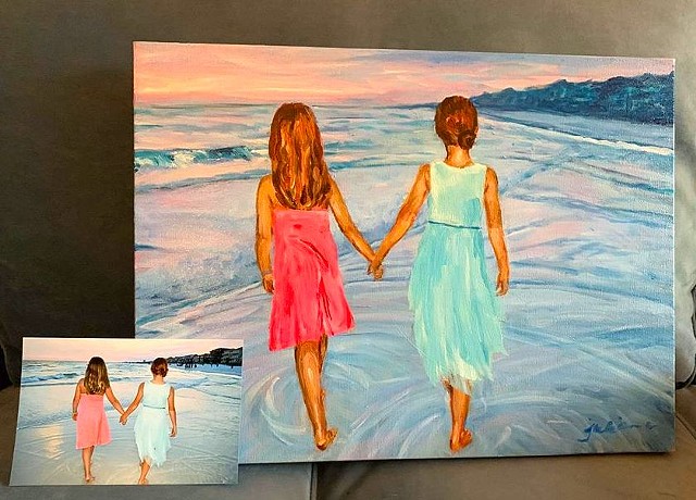Grandaughter on the Beach (commission) SOLD