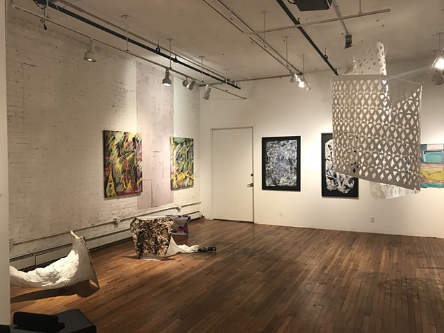 Installation View of LISTEN: Artists Respond to Politics, Bronx Art Space, 2019