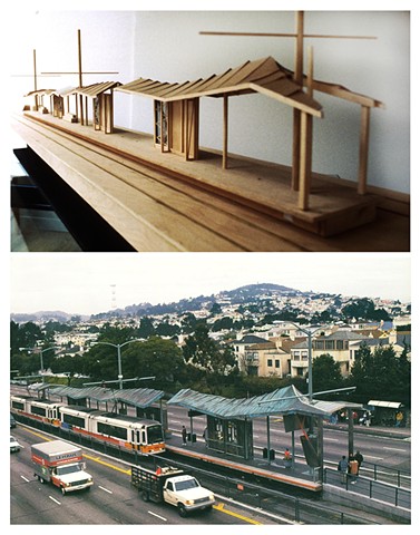 Two MUNI transit shelters on 19th Ave.