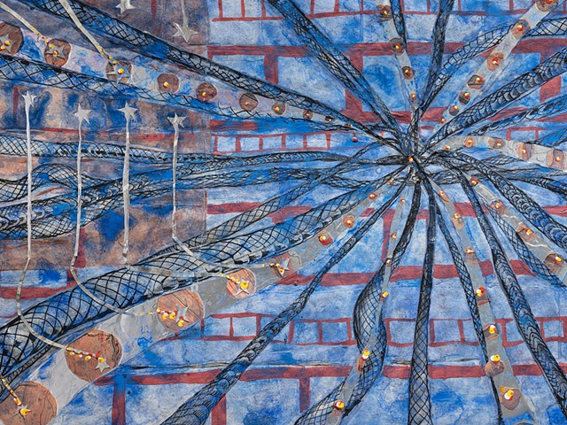 detail of Snakes and Ladders with 52 stars