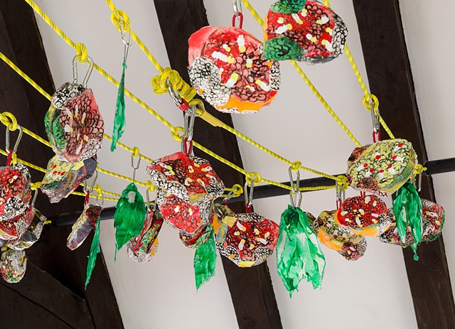 Installation View, Things Fall Apart: Meena Hasan at The Old Stone House, Brooklyn, NY. In Collaboration with Dylan Yeats and Imran Khan. May 2, 2025 â€“ July 6, 2025