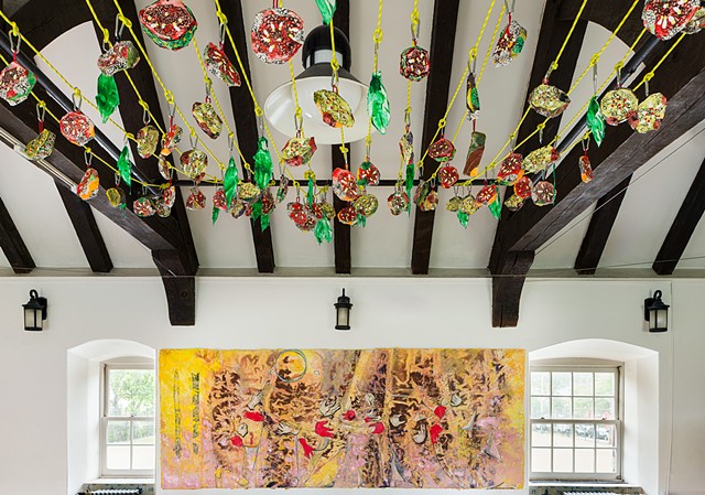 Installation View, Things Fall Apart: Meena Hasan at The Old Stone House, Brooklyn, NY. In Collaboration with Dylan Yeats and Imran Khan. May 2, 2025 â€“ July 6, 2025