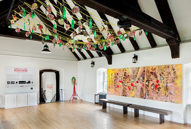 Installation View, Things Fall Apart: Meena Hasan at The Old Stone House, Brooklyn, NY. In Collaboration with Dylan Yeats and Imran Khan. May 2, 2025 â€“ July 6, 2025