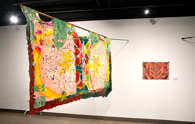 Installation view, Meena Hasan, Acanthus Tipu, 2022 Yeck Young Painters Competition, Hiestand Art Gallery, Miami University Fine Arts Department, Oxford, OH, February 2023