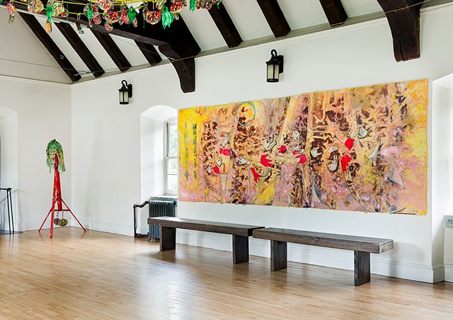 Installation View, Things Fall Apart: Meena Hasan at The Old Stone House, Brooklyn, NY. In Collaboration with Dylan Yeats and Imran Khan. May 2, 2025 â€“ July 6, 2025