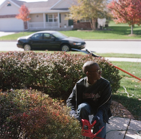 William doing yard work