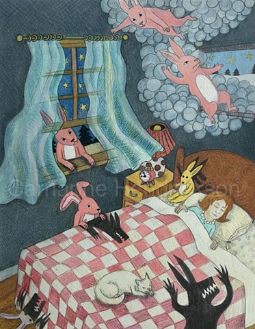 Rabbit dream drawing by carrianne hendrickson.