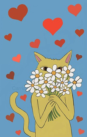 Cat with flowers. 