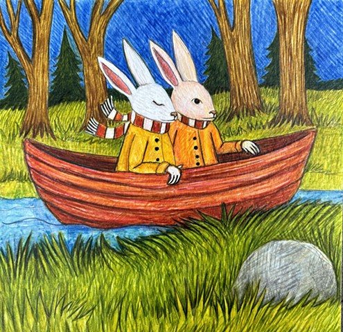 Rabbits drifting.