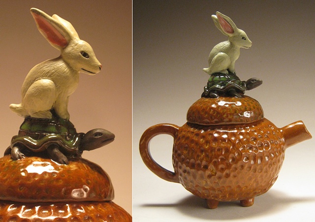 Tortoise and the Hare. (nonfunctional teapot)