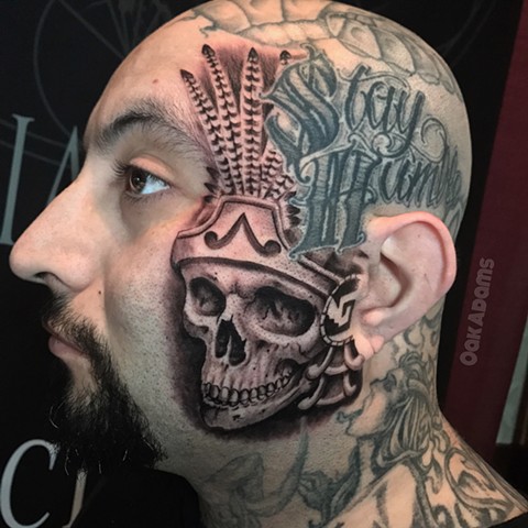 bio organic black and grey tattoo oak adams painted temple salt lake city slc face skull