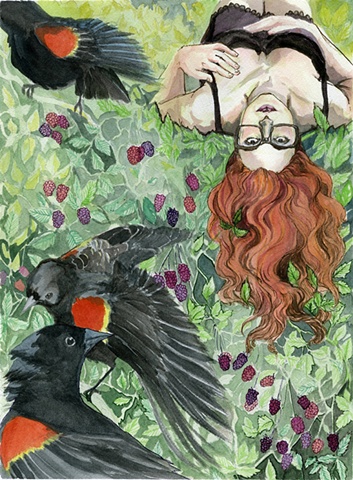Flora and Fauna Zine-Red Winged Blackbird/Trailing Blackberries