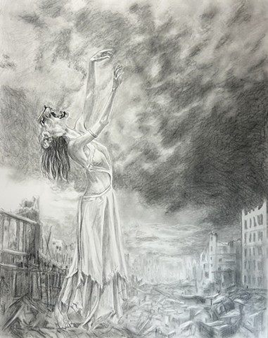 Sekhmet, The Destroyer,  Preparatory Drawing